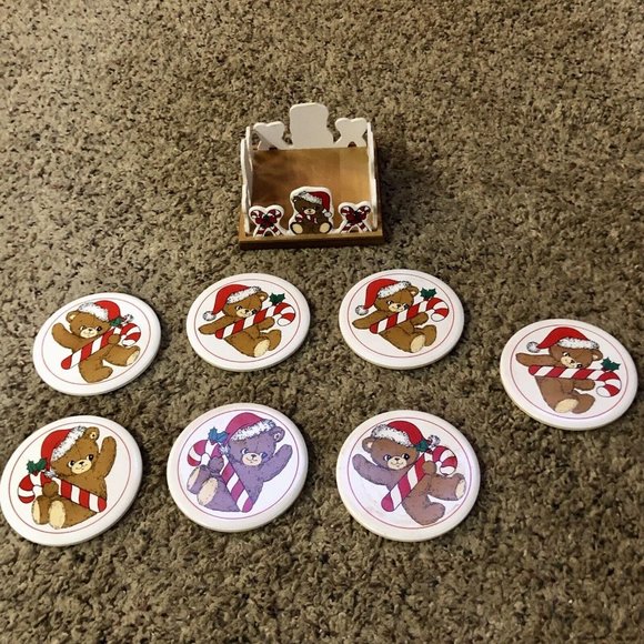 Vintage 1988 House of Lloyd Christmas Coaster Set of 7 - Picture 8 of 16